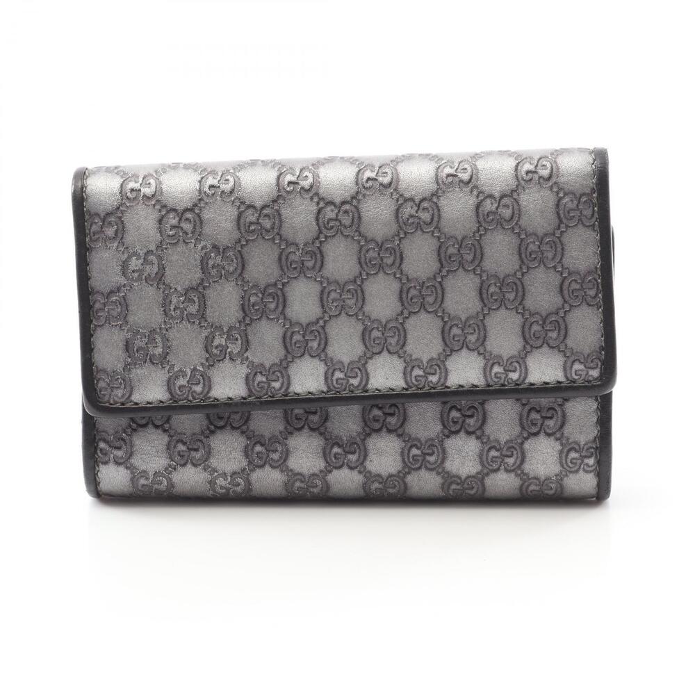 Gucci Microguccissima Key Case Leather Accessory Silver Black